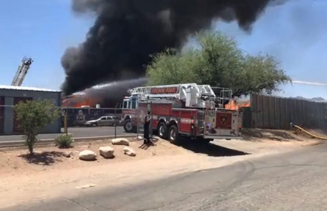 Tucson Fire fights recycling center blaze